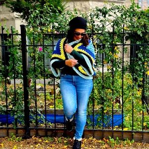 Crochet Cocoon Shrug Sweater Velvet oversized 1 time wore only handmade by me